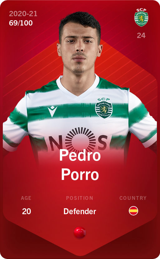 Sorare - Sorare Official - Pedro Porro 2020-21 • Rare 69/100 - NFT # 45920134917900253190418867957170115321513860843795476793811849541219525474430
