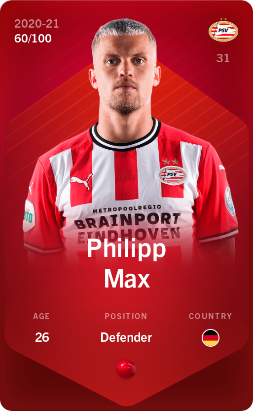 Sorare - Sorare Official - Philipp Max 2020-21 • Rare 60/100 - NFT # 83018311957572371162176508502560179534146503556173553991557294423927114026819