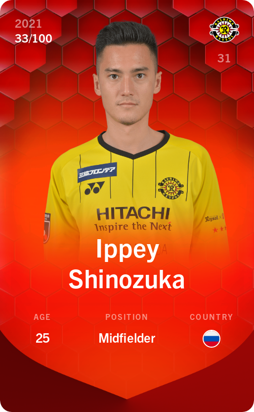 Sorare - Sorare Official - Ippey Shinozuka 2021-22 • Rare 33/100 - NFT # 95551502729123644928119683425829774860815659519947572043602352301122555326200