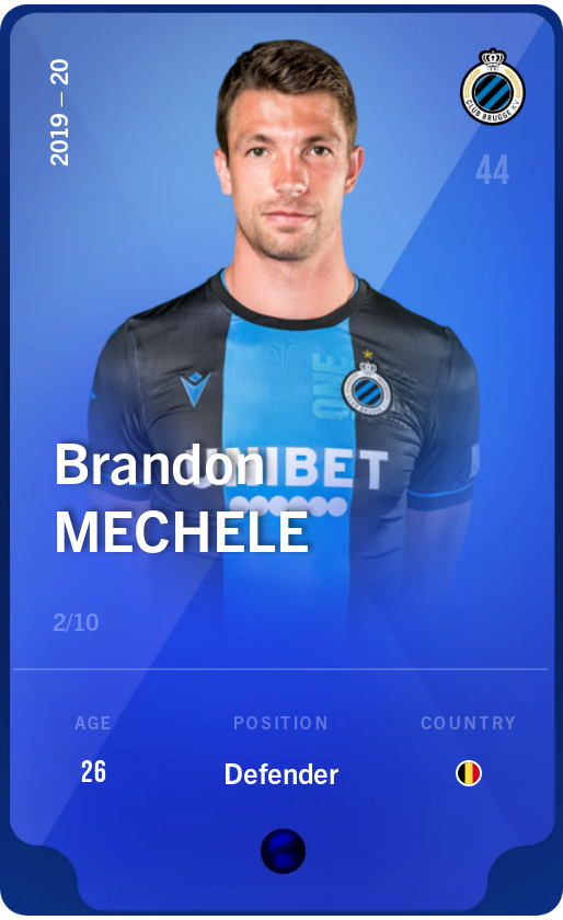 Sorare - Sorare Official - Brandon Mechele 2019-20 • Super Rare 2/10 - NFT # 3909317825886369975466005164733931075046253234374111735780514833948487108399