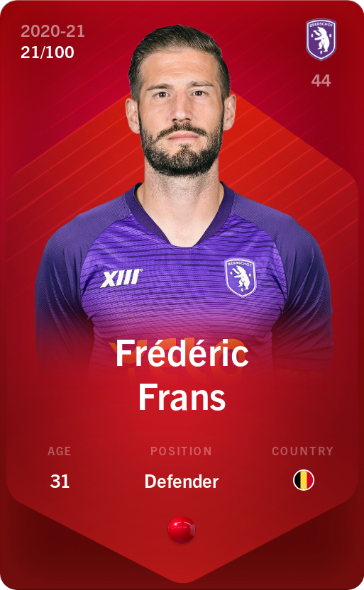 Sorare - Sorare Official - Frédéric Frans 2020-21 • Rare 21/100 - NFT # 16642551317913265162987703724043592994494568723042682359820414661928178076478