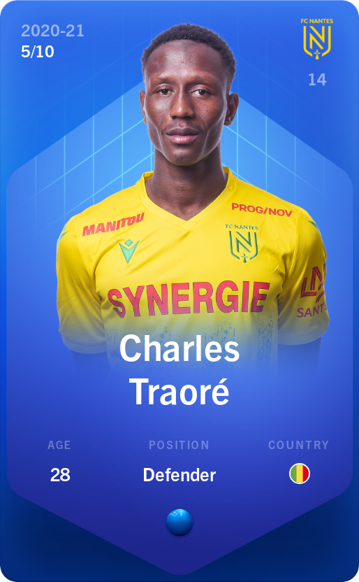 Sorare - Sorare Official - Charles Traoré 2020-21 • Super Rare 5/10 - NFT # 15389833643069834220855279979314555734345107466039921992243796881079495772722