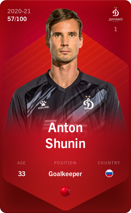 Sorare - Sorare Official - Anton Shunin 2020-21 • Rare 57/100 - NFT # 57630371423433617221562953899492712372205097437792417680419675109264850030771