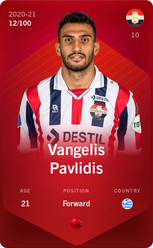 Sorare - Sorare Official - Vangelis Pavlidis 2020-21 • Rare 12/100 - NFT # 30226160131815014604363078873682172597370875342217980359864872155238271711571