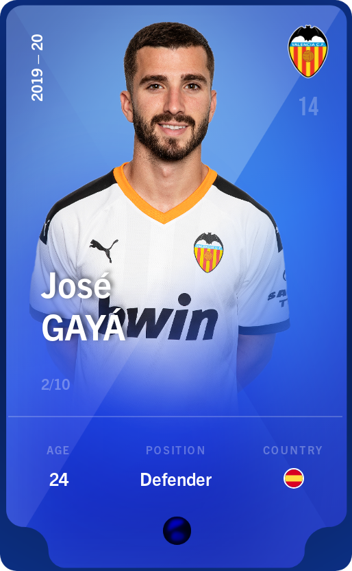 Sorare - Sorare Official - José Gayá 2019-20 • Super Rare 2/10 - NFT # 34918148051682692023606153070141519221838504414846964421559749230698815414643