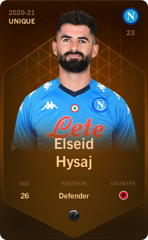 Sorare - Sorare Official - Elseid Hysaj 2020-21 • Unique - NFT # 40633419352837074647459411075220314385118197128693249922143838363068348170202