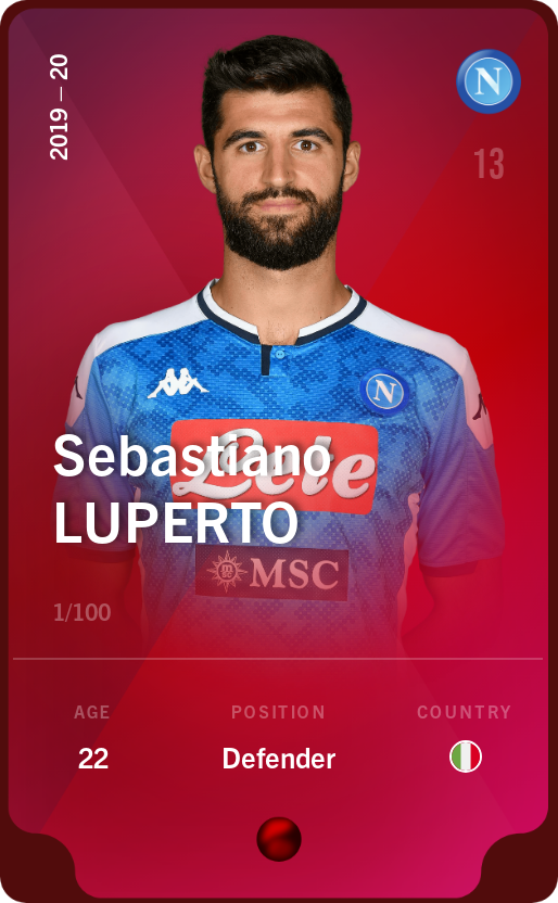Sorare - Sorare Official - Sebastiano Luperto 2019-20 • Rare 1/100 - NFT # 37127904165268511004169624186604380988721453663215331507695410844921570019976