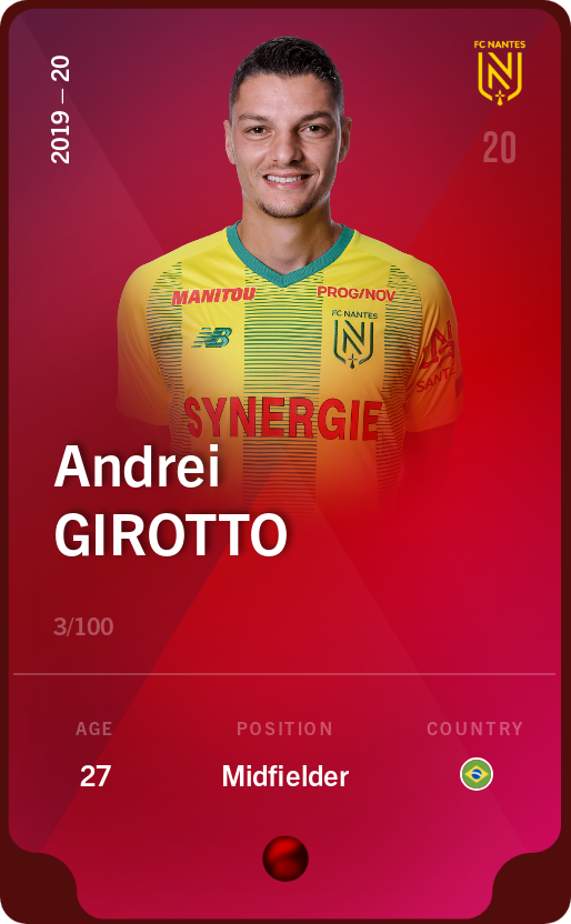 Sorare - Sorare Official - Andrei Girotto 2019-20 • Rare 3/100 - NFT # 628659806224150898867897092736055229400956923939181866930719508250058688886