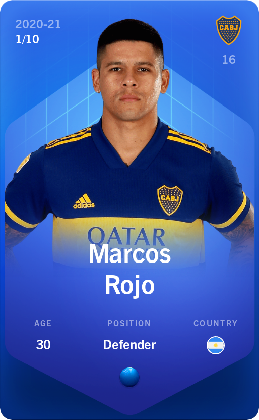 Sorare - Sorare Official - Marcos Rojo 2020-21 • Super Rare 1/10 - NFT # 74040899407888667178398141924888253180430514319302569417784101040896782392050