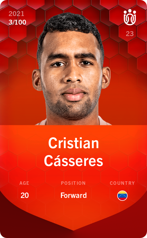 Sorare - Sorare Official - Cristian Cásseres 2021-22 • Rare 3/100 - NFT # 17169237577872952584137546151750550947100312386621506286615289408161251617851