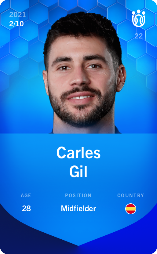 Sorare - Sorare Official - Carles Gil 2021-22 • Super Rare 2/10 - NFT # 104586693012746067245673026710980962447404595657339503563204641559730429000386