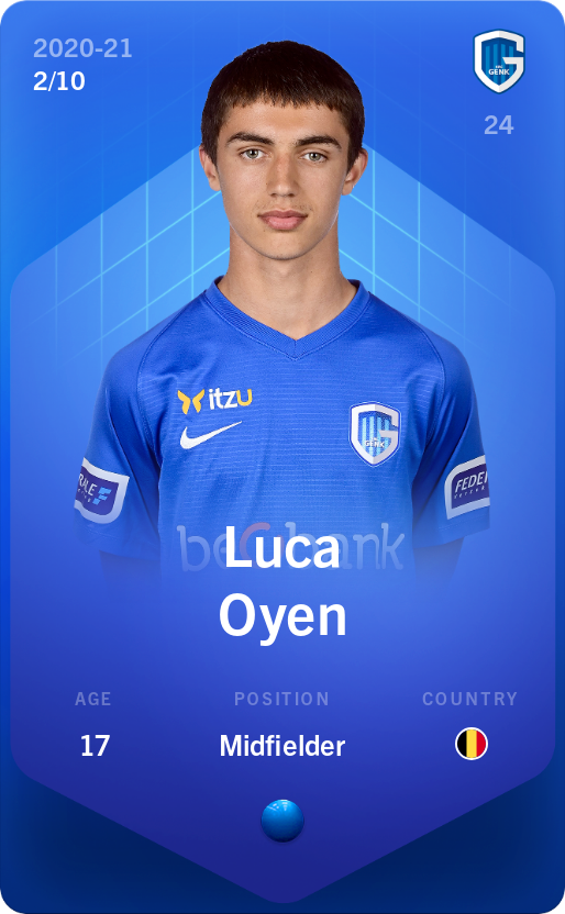 Sorare - Sorare Official - Luca Oyen 2020-21 • Super Rare 2/10 - NFT # 81201234141447425028518235930180710059720871539981560817620353975883021428410
