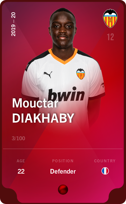 Sorare - Sorare Official - Mouctar Diakhaby 2019-20 • Rare 3/100 - NFT # 16656548780377068795615126535038689382261289520161454799672975206105219279250