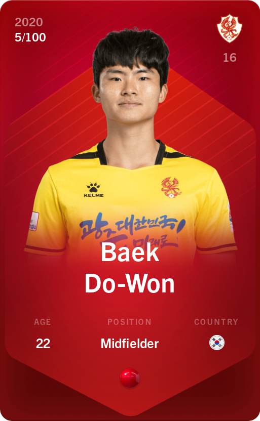 Sorare - Sorare Official - Baek Do-Won 2020-21 • Rare 5/100 - NFT # 13807779148743834296864179246027513871526447510190505949397499606663613477475