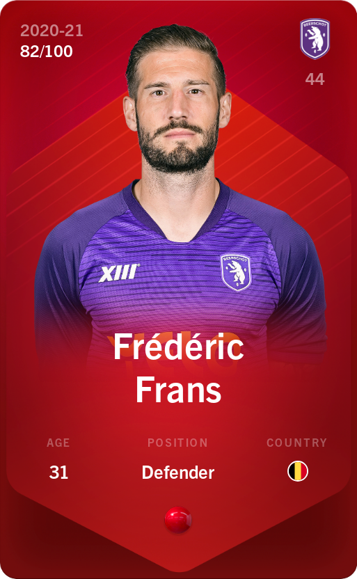 Sorare - Sorare Official - Frédéric Frans 2020-21 • Rare 82/100 - NFT # 10309427085738902842687897798522710940304044955751155842450926236613535250770
