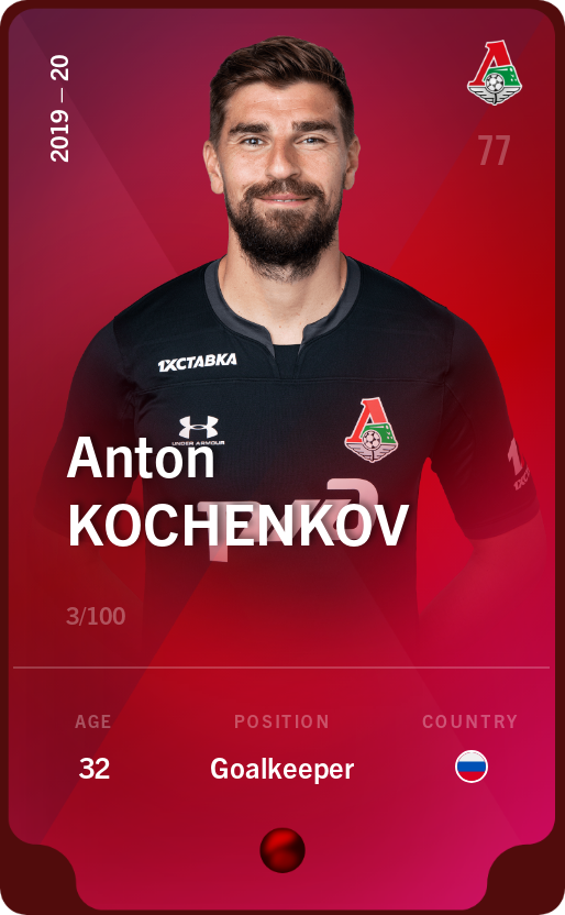 Sorare - Sorare Official - Anton Kochenkov 2019-20 • Rare 3/100 - NFT # 97326007493701059491867040586883071551737211760167738574451013370969295890489