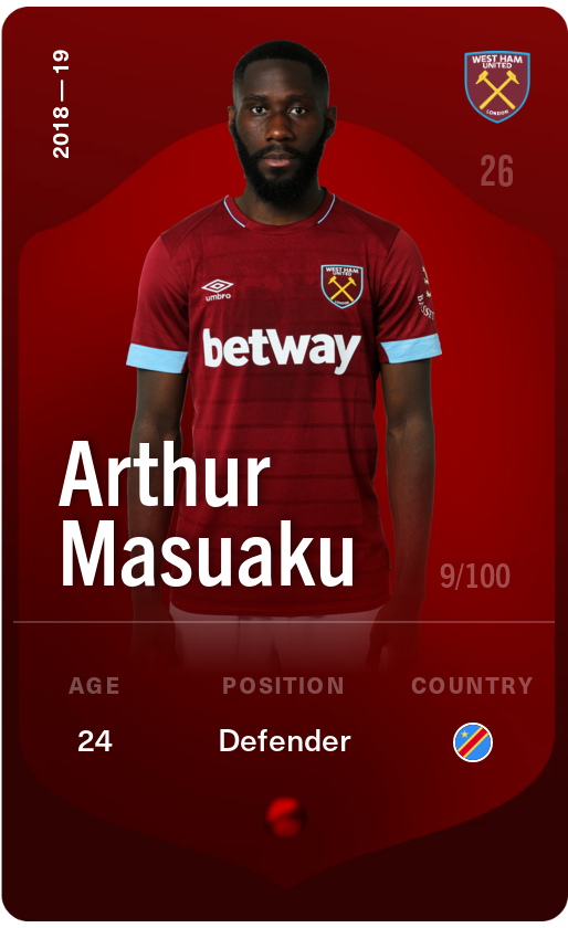 Sorare - Sorare Official - Arthur Masuaku 2018-19 • Rare 9/100 - NFT # 64728829852767301999334327504639211371053155444323183704464369778605248143012