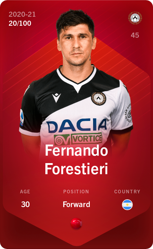 Sorare - Sorare Official - Fernando Forestieri 2020-21 • Rare 20/100 - NFT # 3732717161366671341408371329030848534496330825638440116077016554460128569929