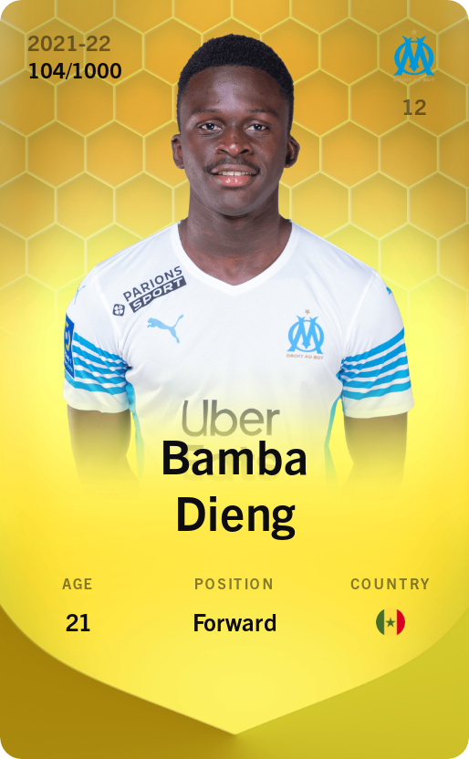 Sorare - Sorare Official - Bamba Dieng 2021-22 • Limited 104/1000 - NFT # 87981894213504290482039535776701430673618570914758258867373444805696438688524