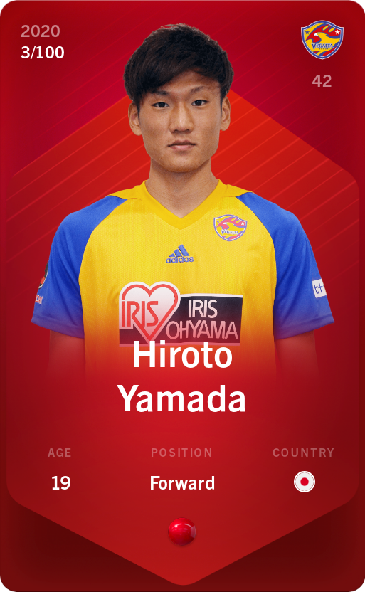 Sorare - Sorare Official - Hiroto Yamada 2020-21 • Rare 3/100 - NFT # 23972877963737141454819610803030254276779172824634341834445772284178598024027
