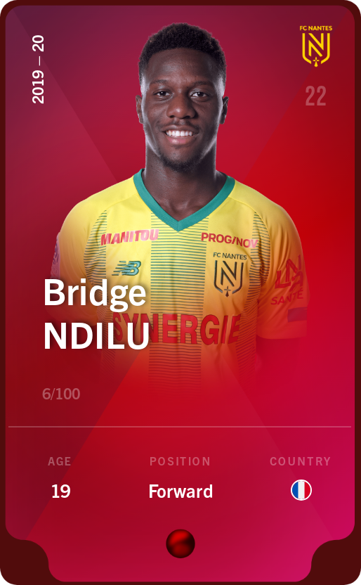 Sorare - Sorare Official - Bridge Ndilu 2019-20 • Rare 6/100 - NFT # 85717308537174713240638628405954913437816228552018478138103250399109718545454
