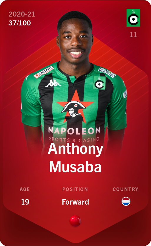 Sorare - Sorare Official - Anthony Musaba 2020-21 • Rare 37/100 - NFT # 74446536025855979648359377877004616641703453804910937349933117391295806256372