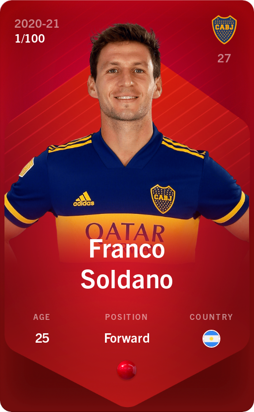Sorare - Sorare Official - Franco Soldano 2020-21 • Rare 1/100 - NFT # 54926697347834677636143715856700499918191958862194984917705975662365826282208