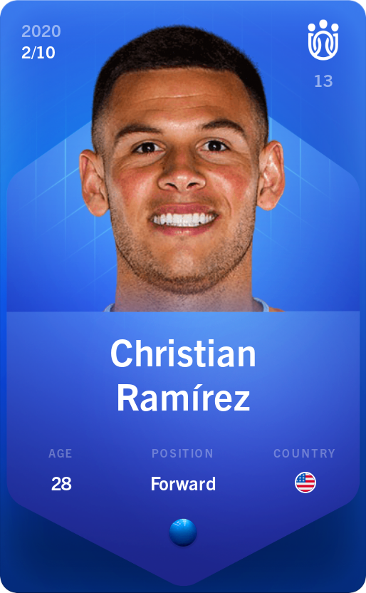 Sorare - Sorare Official - Christian Ramírez 2020-21 • Super Rare 2/10 - NFT # 65015978645776265713652583427059656487003427083618140889941351566913802012149
