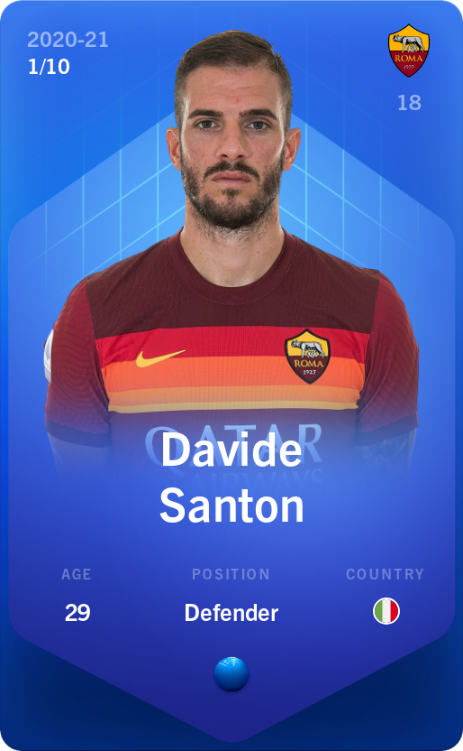Sorare - Sorare Official - Davide Santon 2020-21 • Super Rare 1/10 - NFT # 59340642615609969302364440699911548021330502033347719367339190985970422223403
