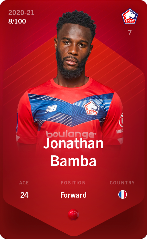 Sorare - Sorare Official - Jonathan Bamba 2020-21 • Rare 8/100 - NFT # 14962040503663923898228943294679499483073498118589785288764082793282574367168