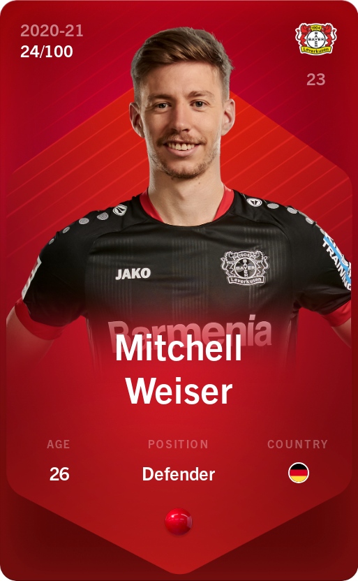 Sorare - Sorare Official - Mitchell Weiser 2020-21 • Rare 24/100 - NFT # 7723594009633483461153121036333009178140023844864974313120475169520256212335