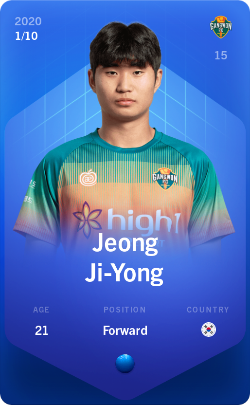 Sorare - Sorare Official - Jeong Ji-Yong 2020-21 • Super Rare 1/10 - NFT # 113540722245669399780026738304905802474763563646730279525487669132742173253403