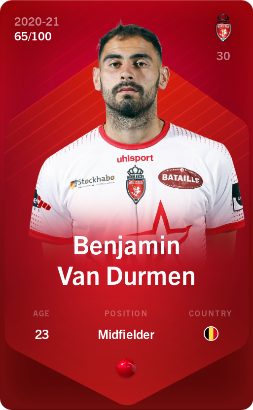 Sorare - Sorare Official - Benjamin Van Durmen 2020-21 • Rare 65/100 - NFT # 96261843351439925077900070311203803827356134117525322288927614318411045713106