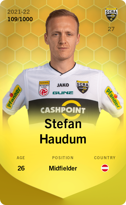 Sorare - Sorare Official - Stefan Haudum 2021-22 • Limited 109/1000 - NFT # 303270897945664392577739662016875645562317900276518709617741695146642824834