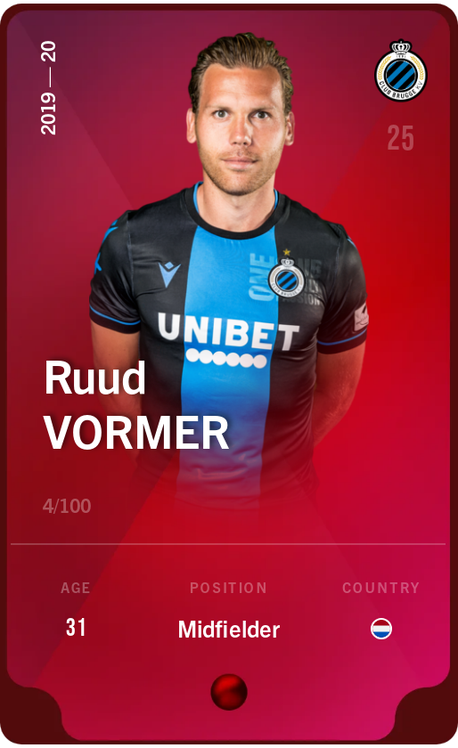 Sorare - Sorare Official - Ruud Vormer 2019-20 • Rare 4/100 - NFT # 57500596766857891675378607659838858460237189204076837177757349884321932094621