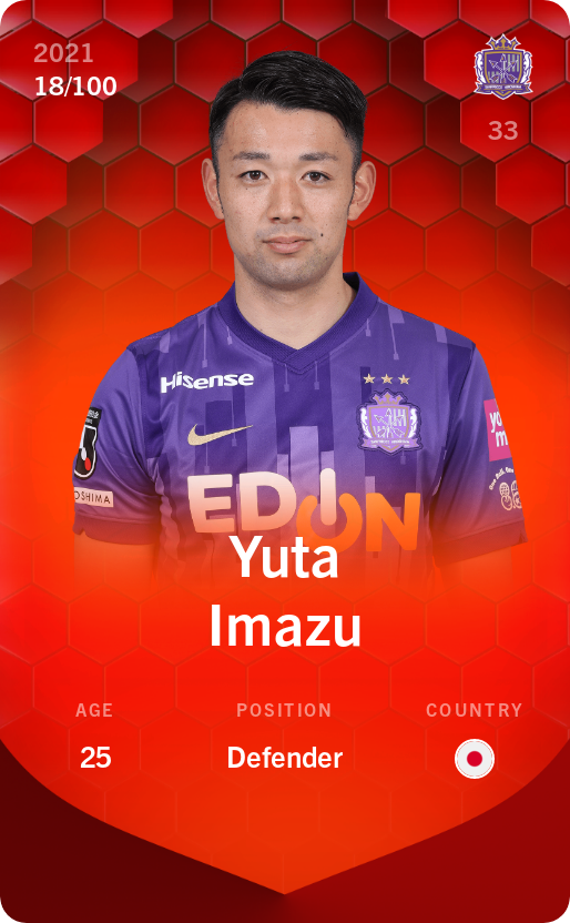 Sorare - Sorare Official - Yuta Imazu 2021-22 • Rare 18/100 - NFT # 105452506108488832132610942243092067198209850218585137247307636155448384950290