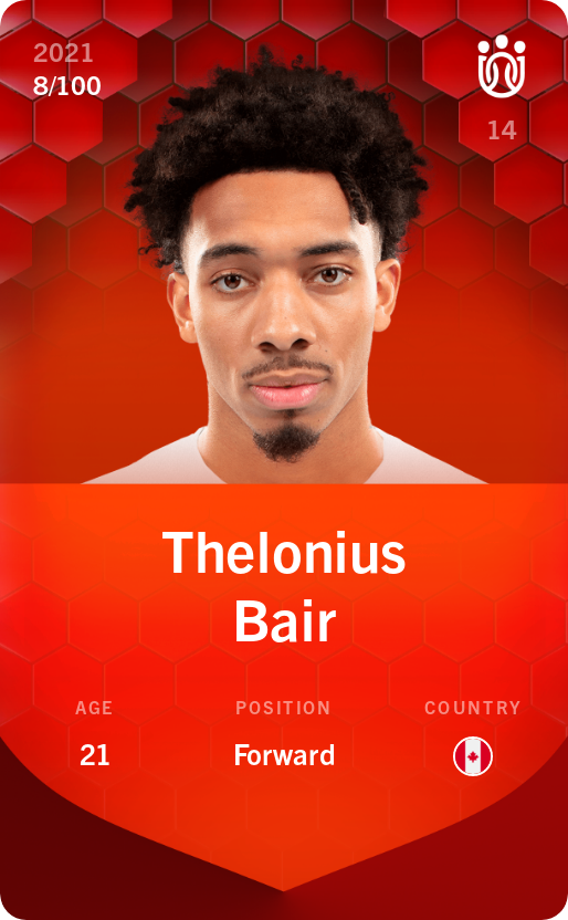Sorare - Sorare Official - Thelonius Bair 2021-22 • Rare 8/100 - NFT # 7596073974553633031103570285544235515608408682104687751861689668156207178011
