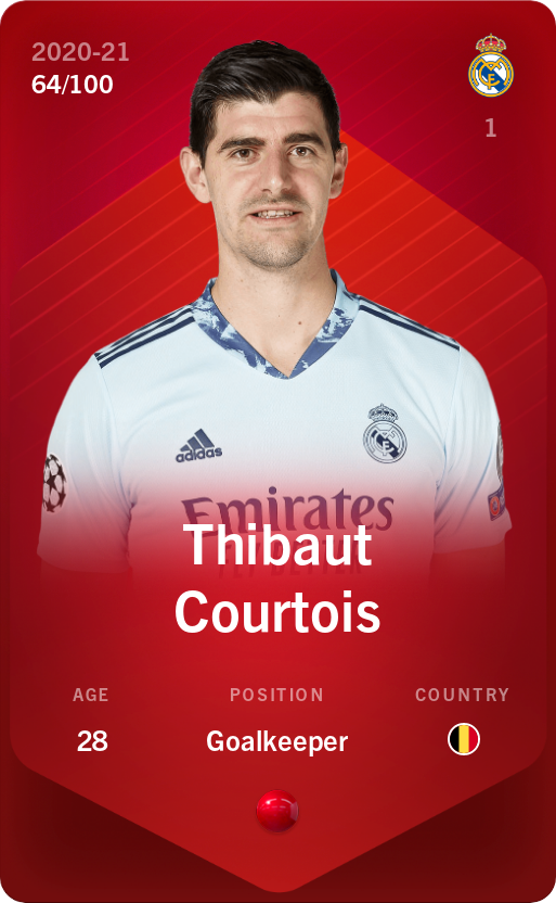 Sorare - Sorare Official - Thibaut Courtois 2020-21 • Rare 64/100 - NFT # 89243680382681917820082994987101174997462704056138096529211531675208975481614