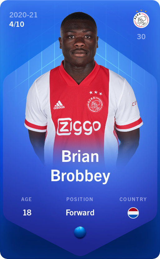 Sorare - Sorare Official - Brian Brobbey 2020-21 • Super Rare 4/10 - NFT # 15541489007549878695428257790821139100952929585476730383183424566122004235910