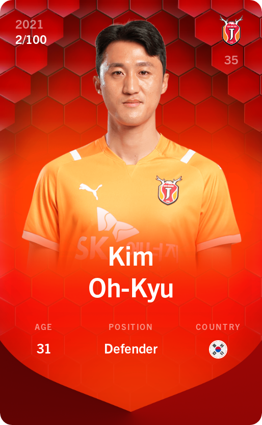 Sorare - Sorare Official - Kim Oh-Kyu 2021-22 • Rare 2/100 - NFT # 30351525974965907206617453683237040253384091706191680631800398120285940751003