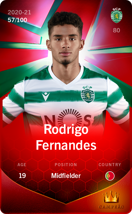 Sorare - Sorare Official - Rodrigo Fernandes 2020-21 • Rare 57/100 - NFT # 53780791940442176284946760042817454193780488401299247551560308226840786874684