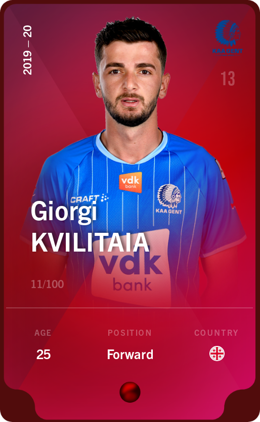 Sorare - Sorare Official - Giorgi Kvilitaia 2019-20 • Rare 11/100 - NFT # 8554113229754689861147444700027169406098648897556089224805415725071531844411