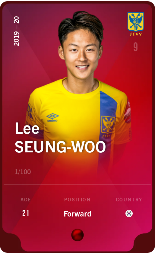 Sorare - Sorare Official - Lee Seung-Woo 2019-20 • Rare 1/100 - NFT # 58773660468009196317886303508888965333512152748287028636454133472678352896598
