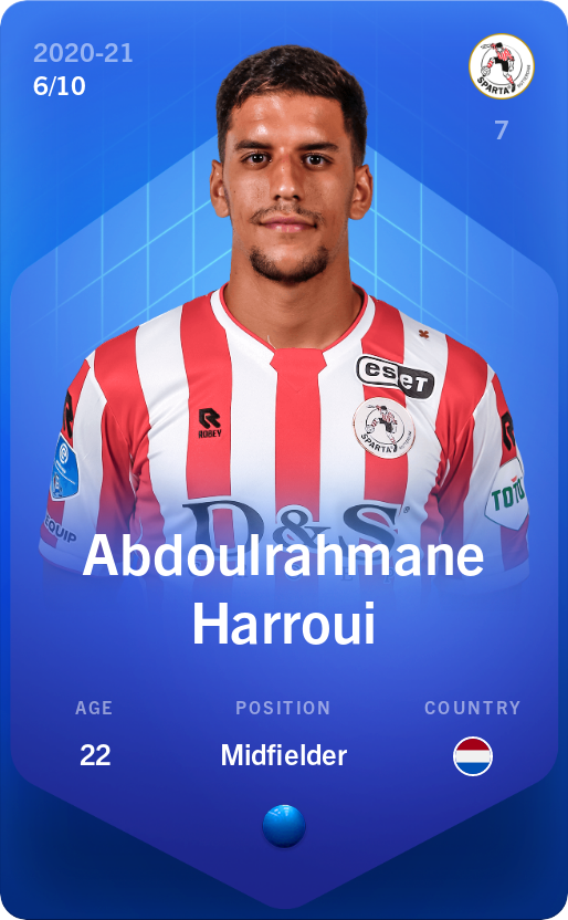 Sorare - Sorare Official - Abdoulrahmane Harroui 2020-21 • Super Rare 6/10 - NFT # 62411291068422851496562503154664861316667537922582079986566299604618026473462