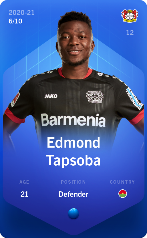 Sorare - Sorare Official - Edmond Tapsoba 2020-21 • Super Rare 6/10 - NFT # 88216013902565408319060983800323654520398057991834786605671619903615000103966