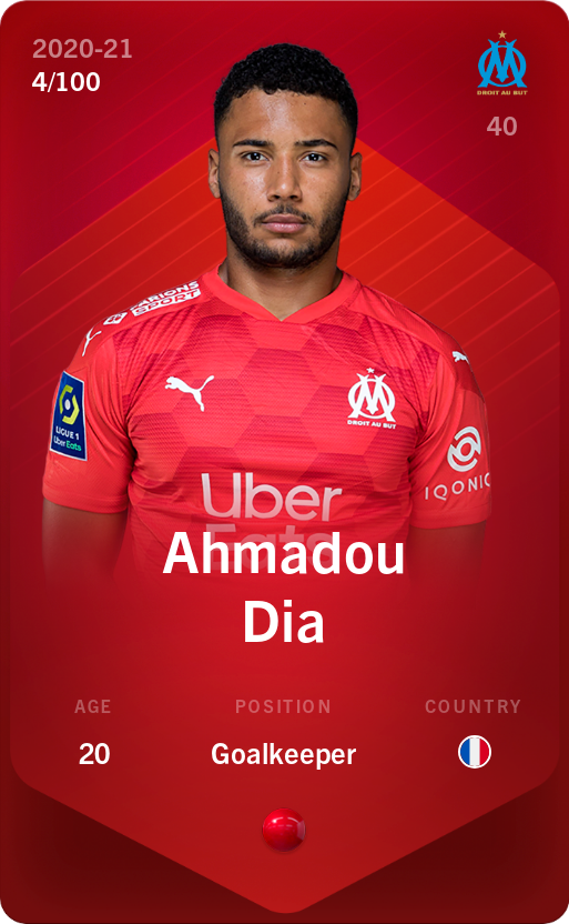 Sorare - Sorare Official - Ahmadou Dia 2020-21 • Rare 4/100 - NFT # 92011529295800340579346339644234097293426808057133516465543348964025979634442