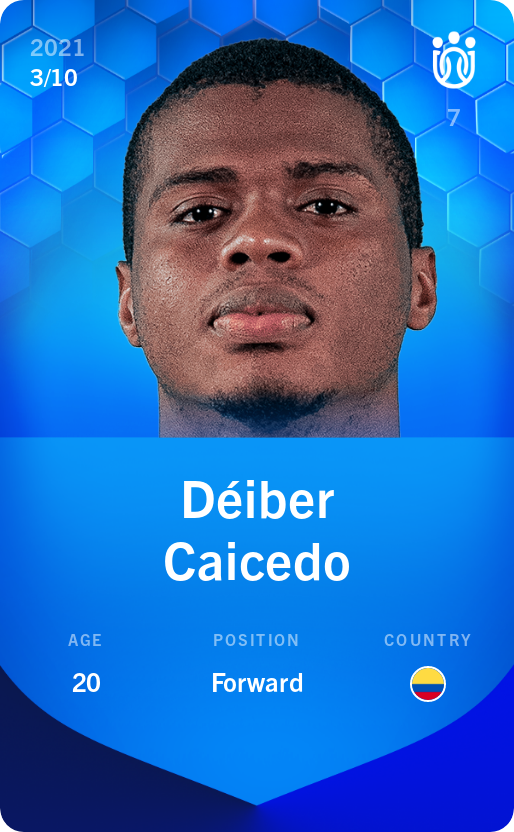 Sorare - Sorare Official - Déiber Caicedo 2021-22 • Super Rare 3/10 - NFT # 75112410712676045022424148367029653861886366308796550584025122476747905942964