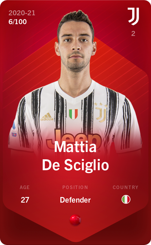 Sorare - Sorare Official - Mattia De Sciglio 2020-21 • Rare 6/100 - NFT # 73078152617340089434834664664648034114686497291689386011238502279755005850335