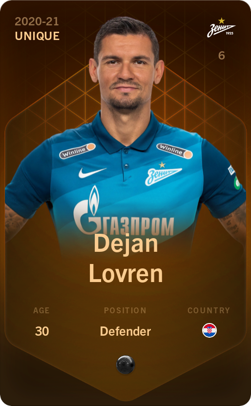 Sorare - Sorare Official - Dejan Lovren 2020-21 • Unique - NFT # 75518145412942218380564918481824916906518559399192569408011465119420375468870