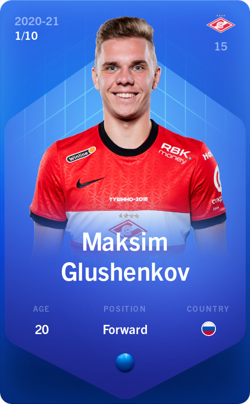 Sorare - Sorare Official - Maksim Glushenkov 2020-21 • Super Rare 1/10 - NFT # 96893999728389354142905918813593825006021160591484788068941727341990908600865